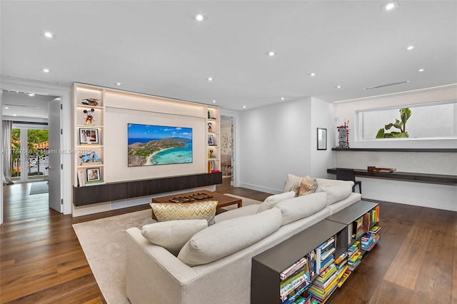 4039 Ventura Ave, Miami, FL 33133 - living room with baseboards, wood finished floors, and recessed lighting