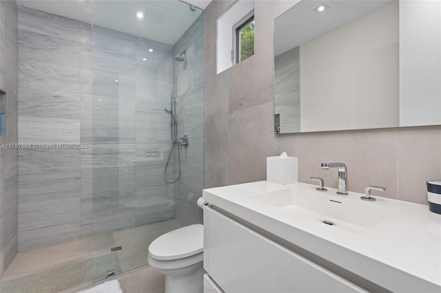 4039 Ventura Ave, Miami, FL 33133 - full bathroom with toilet, vanity, a walk in shower, and recessed lighting