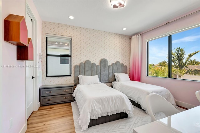 8608 Torrey Isles Ter, Boca Raton, FL 33496 - bedroom with light wood-style floors, recessed lighting, and wallpapered walls
