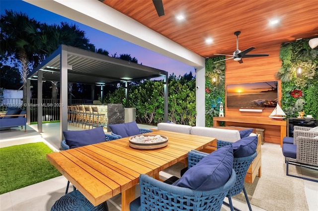 8608 Torrey Isles Ter, Boca Raton, FL 33496 - view of patio / terrace with a ceiling fan, an outdoor living space, and outdoor dining space