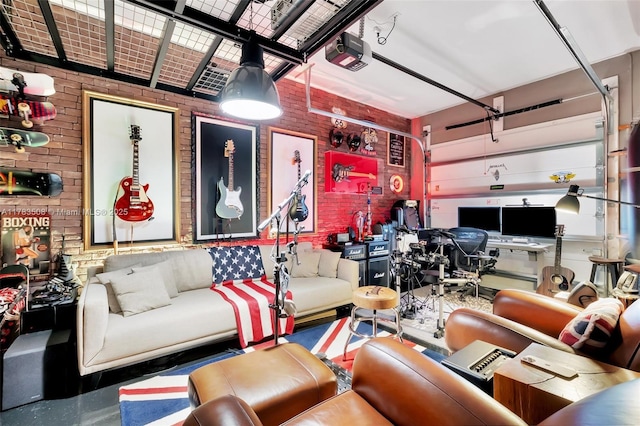 8608 Torrey Isles Ter, Boca Raton, FL 33496 - living area with brick wall and a garage