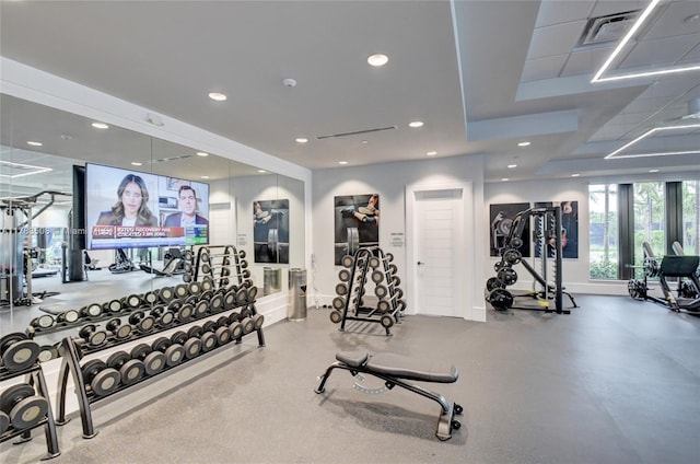 8608 Torrey Isles Ter, Boca Raton, FL 33496 - gym featuring recessed lighting and baseboards