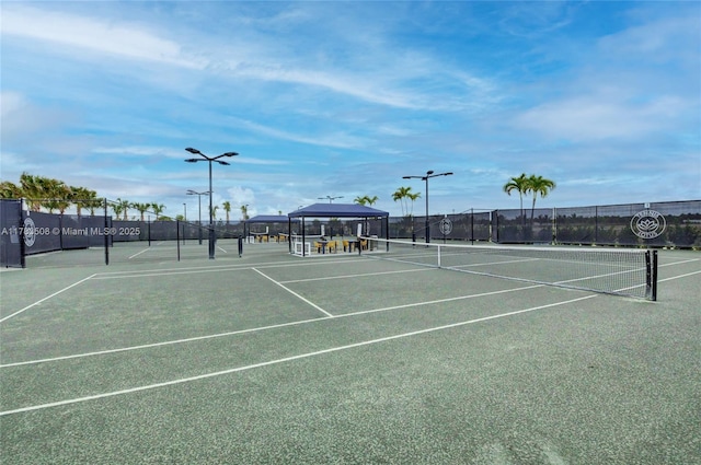 8608 Torrey Isles Ter, Boca Raton, FL 33496 - view of tennis court featuring a gazebo