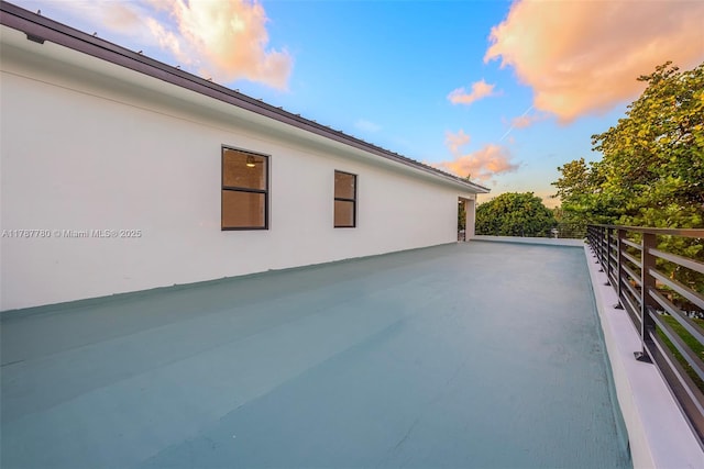 view of home's exterior with stucco siding