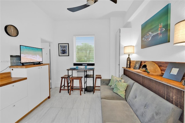 255 W 24th St Unit 136, Miami Beach, FL 33140 - living room featuring ceiling fan