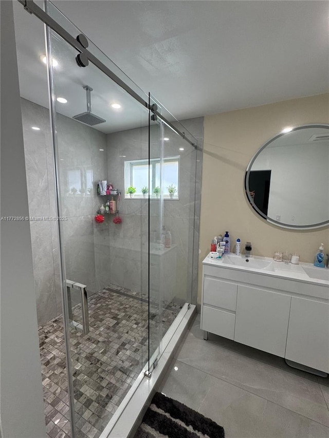 1531 SW 126th Pl, Miami, FL 33184 - full bathroom featuring vanity, tile patterned flooring, and a stall shower