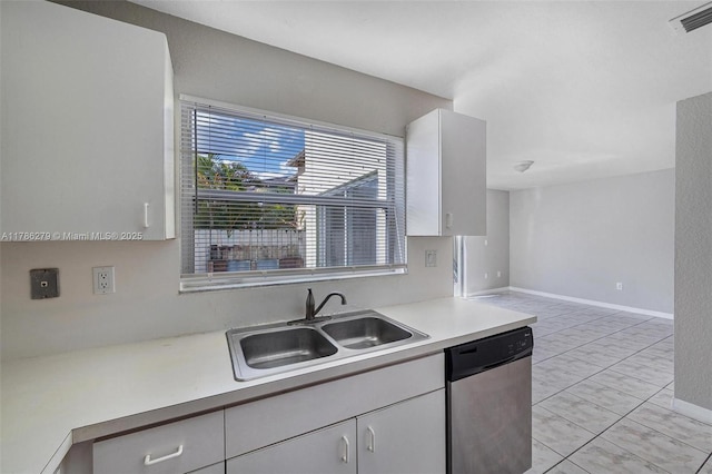 16122 SW 104th Ter, Miami, FL 33196 - kitchen with a sink, dishwasher, light countertops, white cabinets, and visible vents