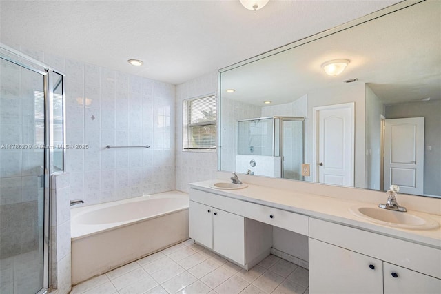 16122 SW 104th Ter, Miami, FL 33196 - full bath with a bath, a shower stall, tile patterned floors, and a sink