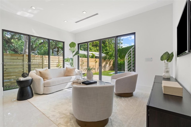 living area with visible vents