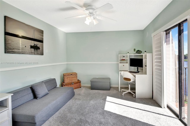 11914 SW 12th Ct, Davie, FL 33325 - carpeted office space featuring ceiling fan and baseboards
