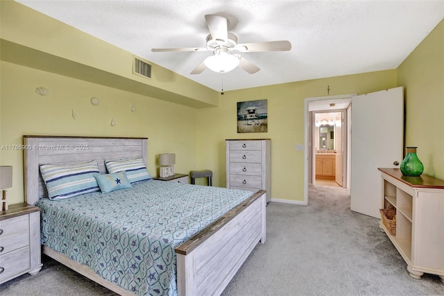 11914 SW 12th Ct, Davie, FL 33325 - bedroom with light carpet, a textured ceiling, a ceiling fan, and baseboards