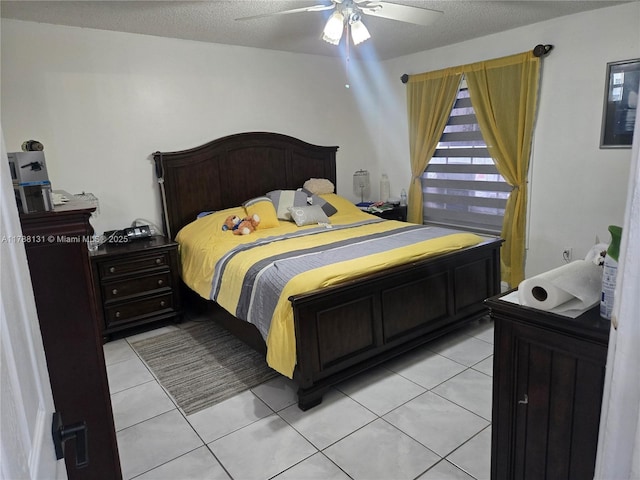 13061 SW 56th Ter, Miami, FL 33183 - bedroom with ceiling fan, a textured ceiling, and light tile patterned flooring