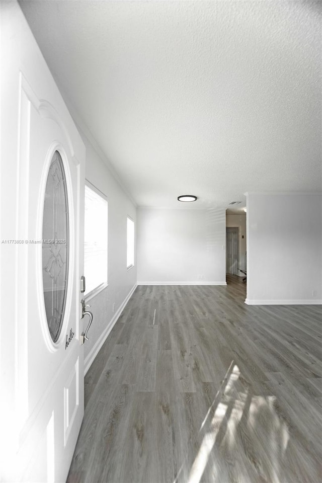 621 Hudson Rd, West Palm Beach, FL 33405 - entrance foyer with baseboards, a textured ceiling, and dark wood-style floors