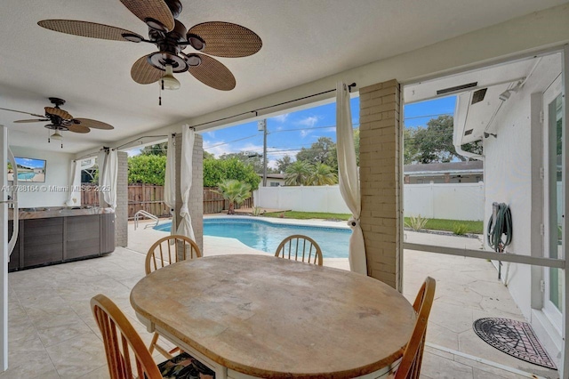 5031 SW 88th Ter, Cooper City, FL 33328 - dining room featuring a sunroom, plenty of natural light, and a ceiling fan
