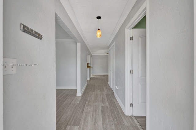 5031 SW 88th Ter, Cooper City, FL 33328 - hallway with ornamental molding, wood finished floors, a textured wall, and a textured ceiling
