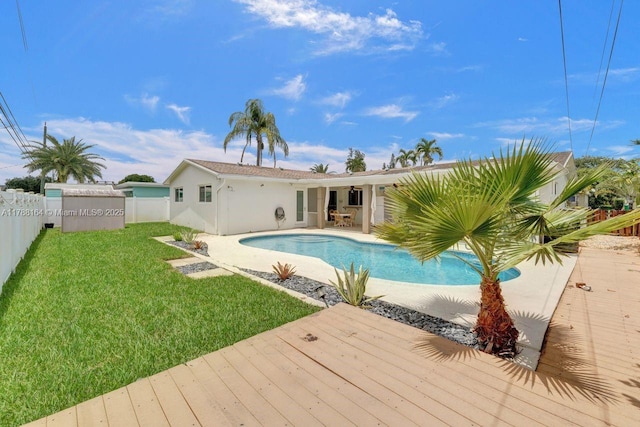 5031 SW 88th Ter, Cooper City, FL 33328 - view of pool featuring a wooden deck and a fenced backyard