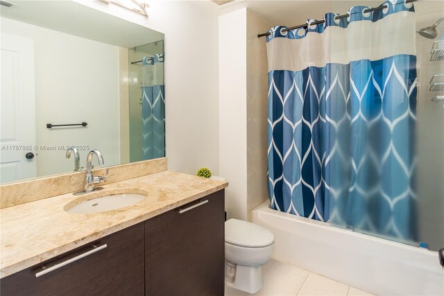 480 NE 30th St Unit 1807, Miami, FL 33137 - full bath with tile patterned flooring, shower / bath combo, toilet, and vanity