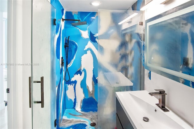 480 NE 30th St Unit 1807, Miami, FL 33137 - bathroom featuring vanity and walk in shower