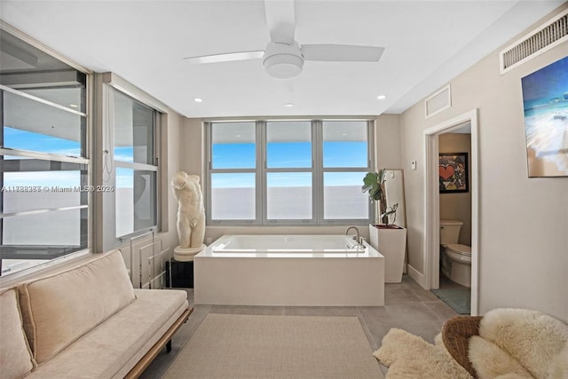 2899 Collins Ave Pha, Pha, Miami Beach, FL 33140 - full bath with a bath, visible vents, toilet, and ceiling fan
