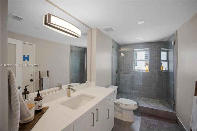2899 Collins Ave Pha, Pha, Miami Beach, FL 33140 - bathroom with toilet, visible vents, vanity, and a stall shower
