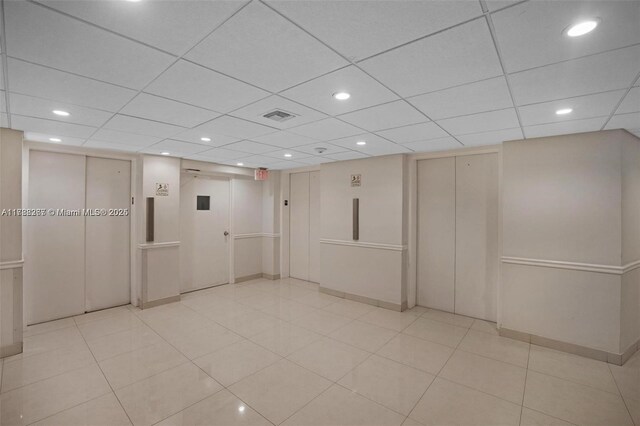 2899 Collins Ave Pha, Pha, Miami Beach, FL 33140 - spare room featuring visible vents, recessed lighting, elevator, and a drop ceiling