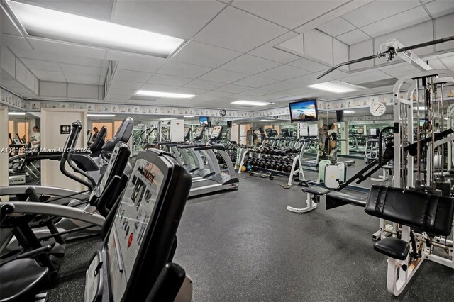 2899 Collins Ave Pha, Pha, Miami Beach, FL 33140 - workout area featuring a drop ceiling