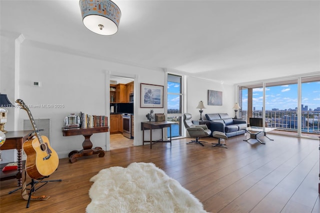 1865 79th St Phi, Csw, Phi, North Bay Village, FL 33141 - living room with light wood-style floors, floor to ceiling windows, and a view of city