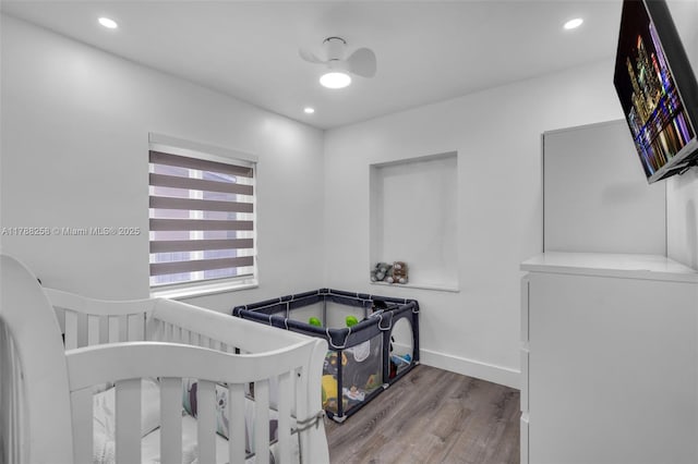 1814 NW 73rd St, Miami, FL 33147 - bedroom featuring wood finished floors, recessed lighting, baseboards, and ceiling fan