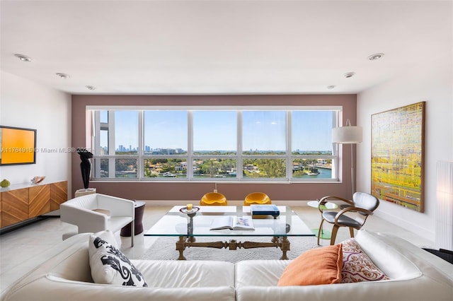 4925 Collins Ave Unit 8G, Miami Beach, FL 33140 - living area with a view of city, recessed lighting, and plenty of natural light