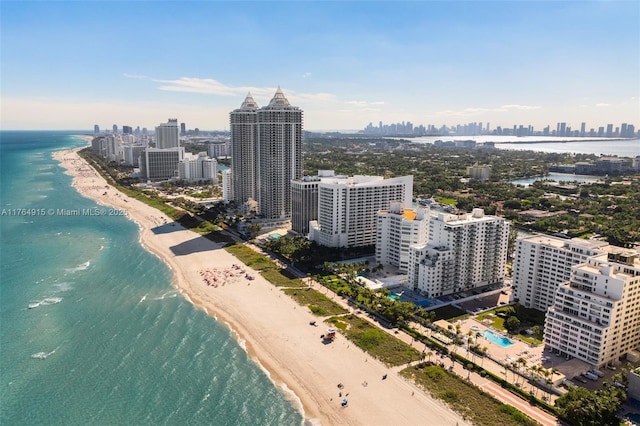 4925 Collins Ave Unit 8G, Miami Beach, FL 33140 - drone / aerial view featuring a view of the beach, a water view, and a view of city