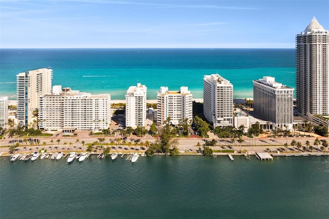 4925 Collins Ave Unit 8G, Miami Beach, FL 33140 - drone / aerial view featuring a water view and a view of city