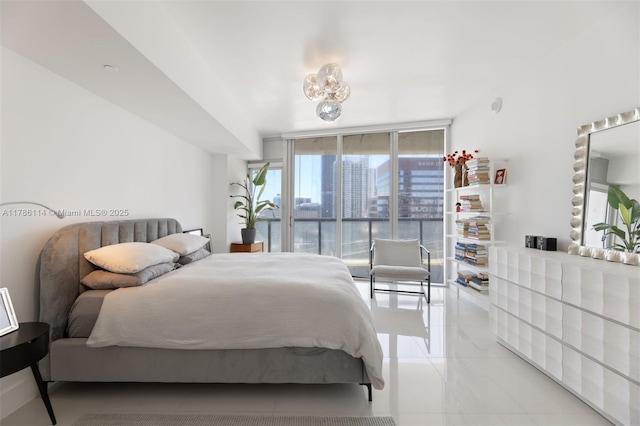 bedroom with light tile patterned floors