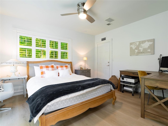 5510 San Vicente St, Coral Gables, FL 33146 - bedroom featuring a ceiling fan, wood finished floors, and visible vents