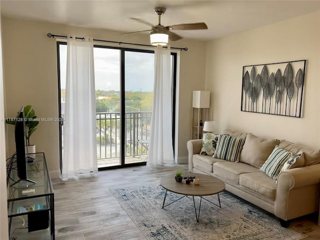 511 Lucerne Ave Unit 408, Lake Worth, FL 33460 - living area with a ceiling fan and wood finished floors