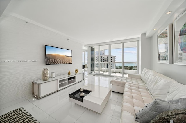 21055 Yacht Club Dr Unit 3101, Aventura, FL 33180 - living room featuring light tile patterned floors and floor to ceiling windows