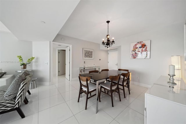 21055 Yacht Club Dr Unit 3101, Aventura, FL 33180 - dining area featuring baseboards, light tile patterned floors, and an inviting chandelier