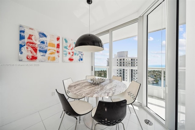 21055 Yacht Club Dr Unit 3101, Aventura, FL 33180 - tiled dining space featuring a view of city and a water view