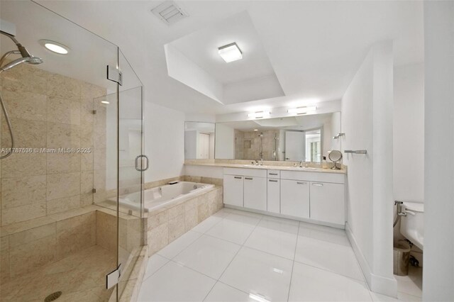 21055 Yacht Club Dr Unit 3101, Aventura, FL 33180 - bathroom with tile patterned floors, a shower stall, a bath, and a sink