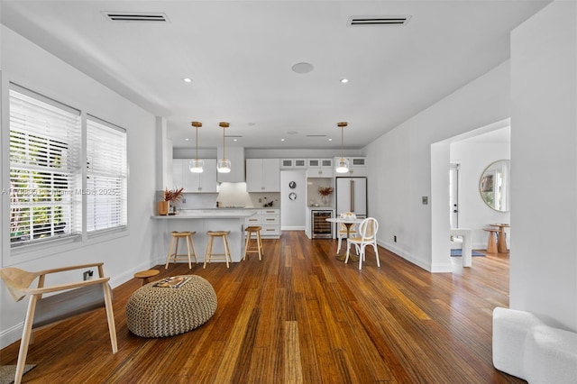 55 NE 87th St, El Portal, FL 33138 - living area featuring recessed lighting, baseboards, dark wood-style flooring, and visible vents