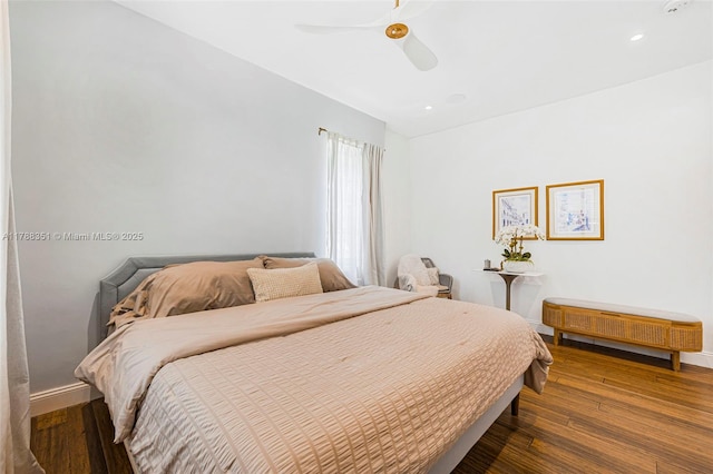 55 NE 87th St, El Portal, FL 33138 - bedroom with baseboards, ceiling fan, and wood-type flooring