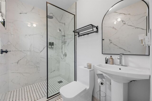 55 NE 87th St, El Portal, FL 33138 - bathroom featuring toilet and a marble finish shower