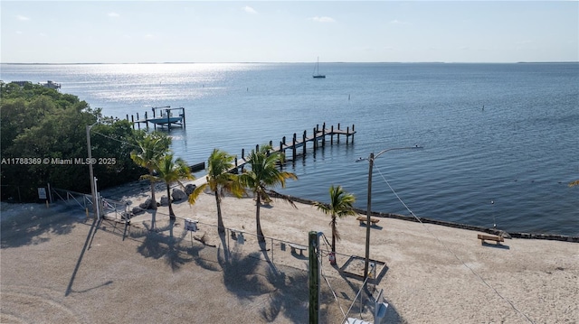 property view of water with a dock