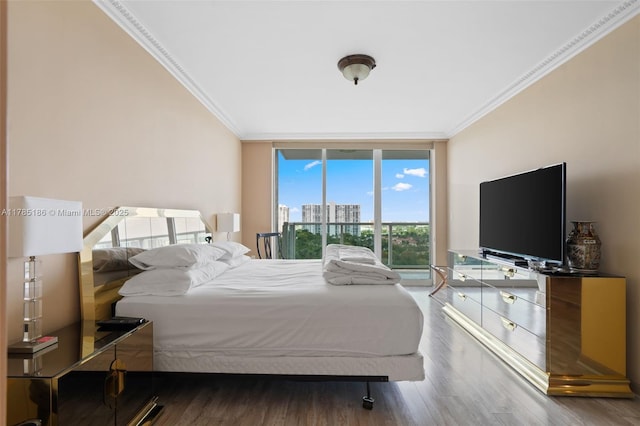3201 NE 183rd St Unit 1107, Aventura, FL 33160 - bedroom featuring expansive windows, wood finished floors, and ornamental molding