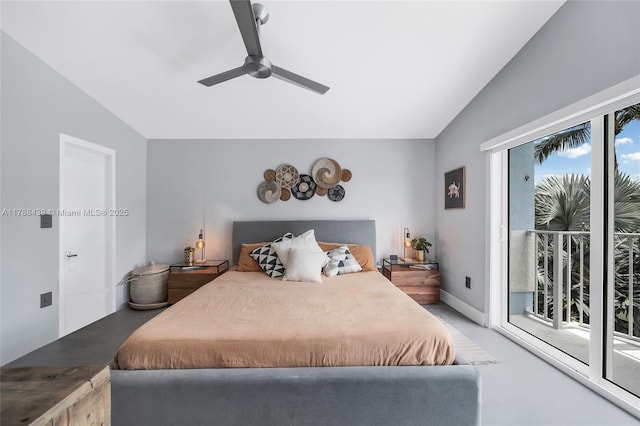 381 Franklin St, Hollywood, FL 33019 - bedroom with lofted ceiling, carpet floors, access to outside, and ceiling fan