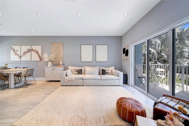 381 Franklin St, Hollywood, FL 33019 - living room with light wood-type flooring and recessed lighting