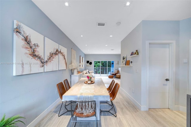 381 Franklin St, Hollywood, FL 33019 - dining room with baseboards, visible vents, recessed lighting, and light wood-style floors