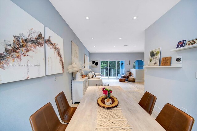 381 Franklin St, Hollywood, FL 33019 - dining room featuring baseboards, wood finished floors, and recessed lighting