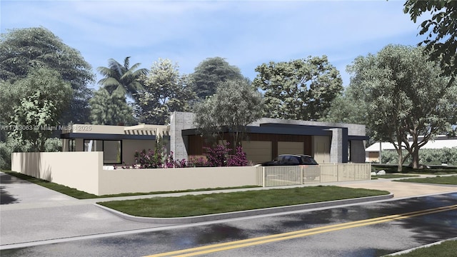 790 NE 96th St, Miami Shores, FL 33138 - view of front of house featuring fence, stucco siding, and a garage