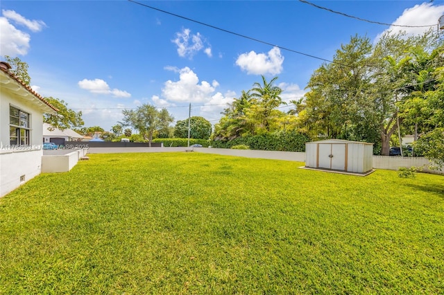 790 NE 96th St, Miami Shores, FL 33138 - view of yard with an outbuilding, a shed, and fence