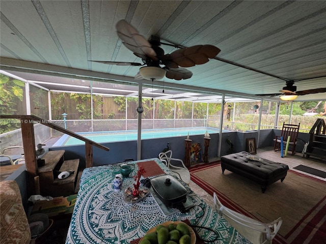 1440 NE 117th St, Miami, FL 33161 - sunroom / solarium featuring ceiling fan and outdoor dining area